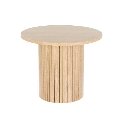 Elegant Round Coffee Table with Fluted Base