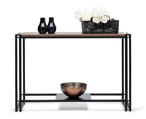 Sleek Hallway Console Table With Copper Textured Top
