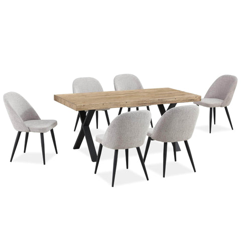 Dining Chair Set Of 2 Fabric Seat With Metal Frame - Quartz