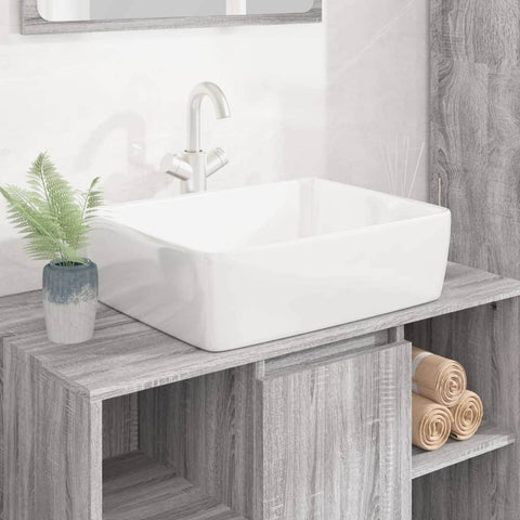 Ethereal Elegance: Rectangular White Ceramic Wash Basin