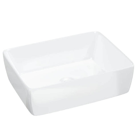 Ethereal Elegance: Rectangular White Ceramic Wash Basin