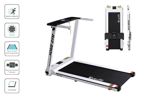 Everfit Electric Treadmill Home Gym Exercise Running Machine Fitness Equipment Compact Fully Foldable 420mm Belt White