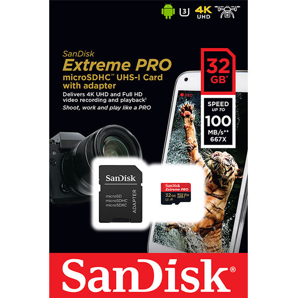 32Gb Micro Sdhc Extreme Pro 4K , A1 V30, Uhs-I/ U3, 100Mb/S