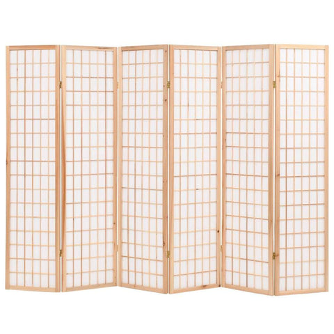 Folding 6-Panel Room Divider Japanese Style Natural