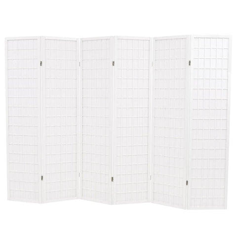 Folding 6-Panel Room Divider Japanese Style White