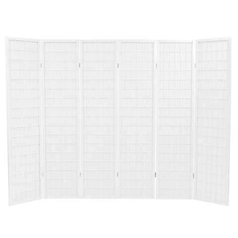 Folding 6-Panel Room Divider Japanese Style White