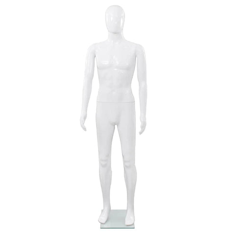 Full Body Male Mannequin with Glass Base Glossy White 185 cm
