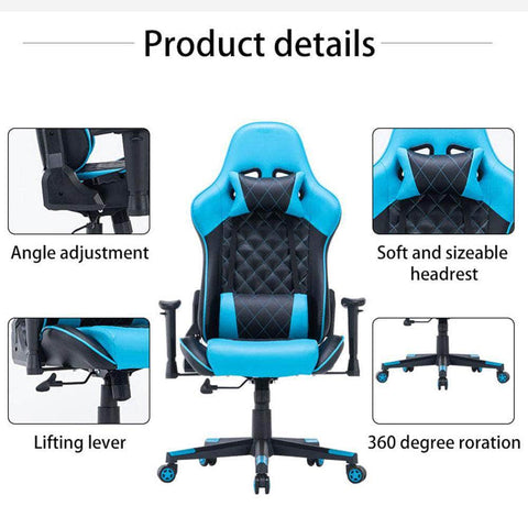 Ergonomic Racing Gaming Chair - Blue Black