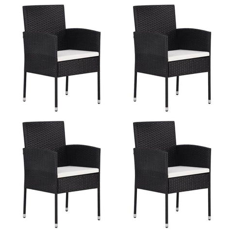 Garden Chairs with Cream White Cushions 4 pcs Black