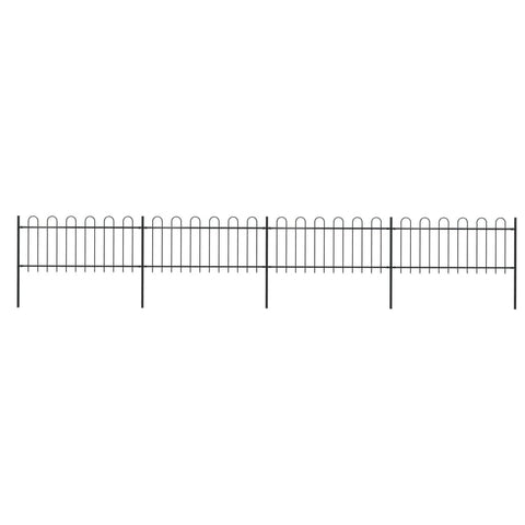 Garden Fence with Hoop Top Steel Durable Black