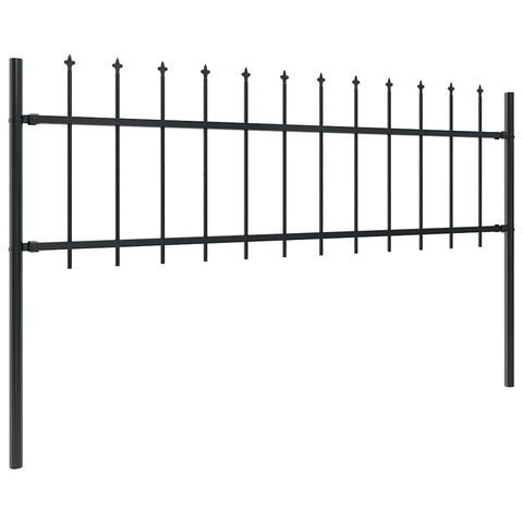 Garden Fence with Spear Top Steel (Black)