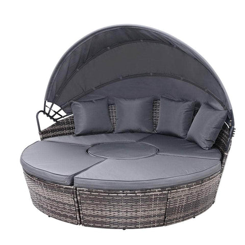 Sun Lounge Setting Wicker Lounger Day Bed Patio Outdoor Furniture Grey