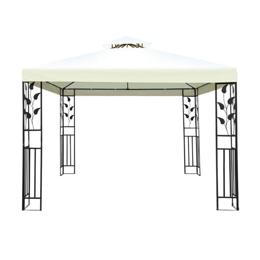 Gazebo 3x3m Party Marquee Outdoor Wedding Event Tent Iron Art Canopy White