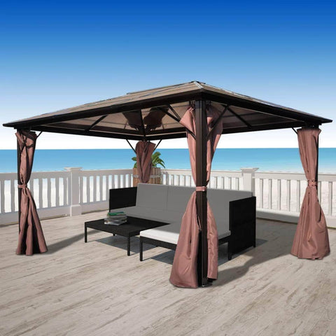 Gazebo with Curtain Brown