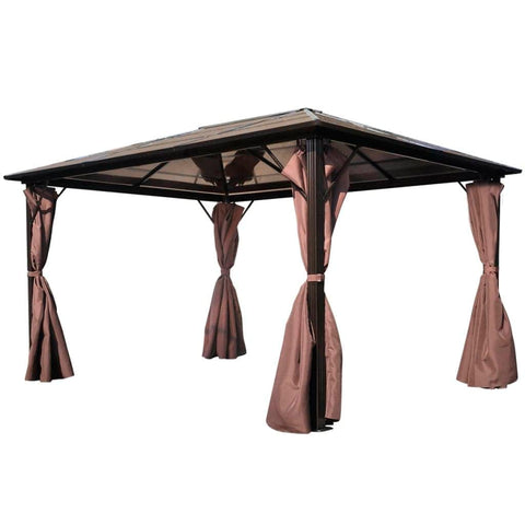 Gazebo with Curtain Brown