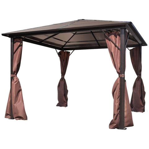 Gazebo with Curtain Brown Aluminium