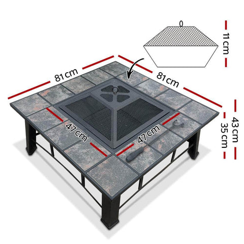 Fire Pit Bbq Grill Ice Bucket 4-In-1 Table