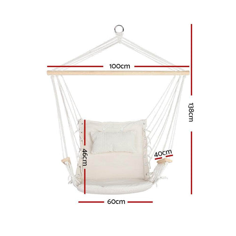 Hammock Chair Hanging With Armrest Camping Hammocks Cream