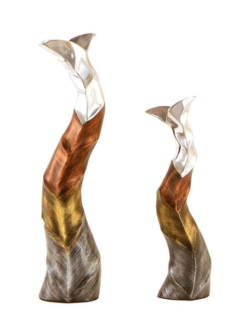 Hand-Painted Aluminium Flower Vases - Set of 2 | Tall & Slim Decorative Design