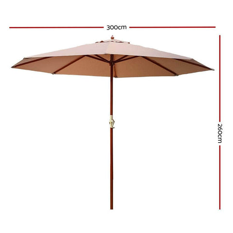 3M Outdoor Umbrella Pole Umbrellas Beach Garden Sun Stand Patio Black