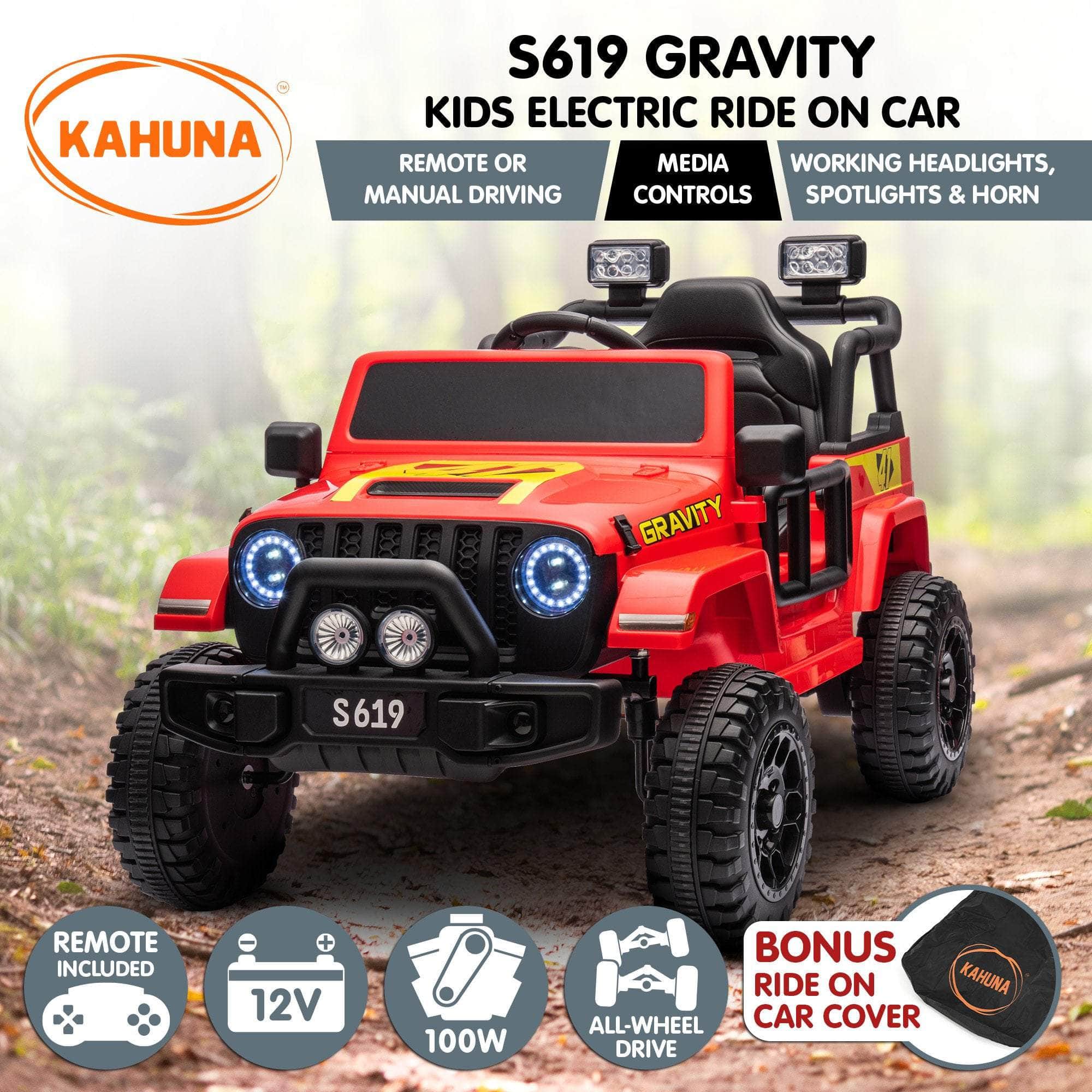 Kahuna S619 Gravity Kids Ride On Car Black
