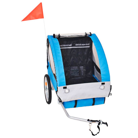 Kids' Bicycle Trailer Grey and Blue 30 kg