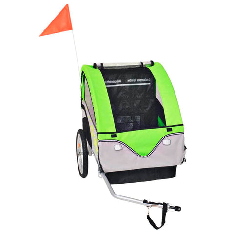 Kids' Bicycle Trailer Grey and Green 30 kg