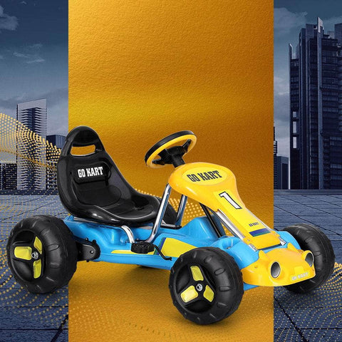 Kids Pedal Go Kart Ride On Toys Racing Car Plastic Tyre Black/Blue