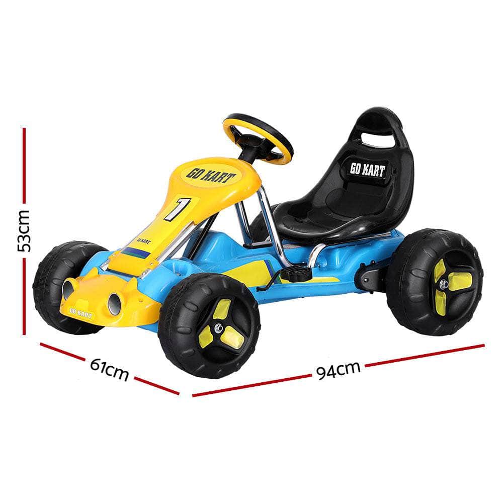 Kids Pedal Go Kart Ride On Toys Racing Car Plastic Tyre Black/Blue