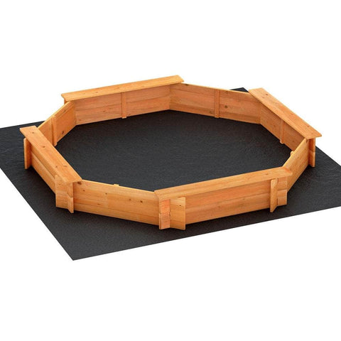 Kids Wooden Round Sandpit With Cover & Bench