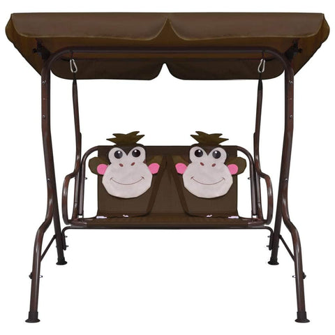 Kids Swing Bench Brown Fabric