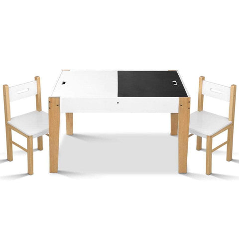 3Pcs Kids Table And Chairs Set Storage Toys Play Activity Desk Chalkboard