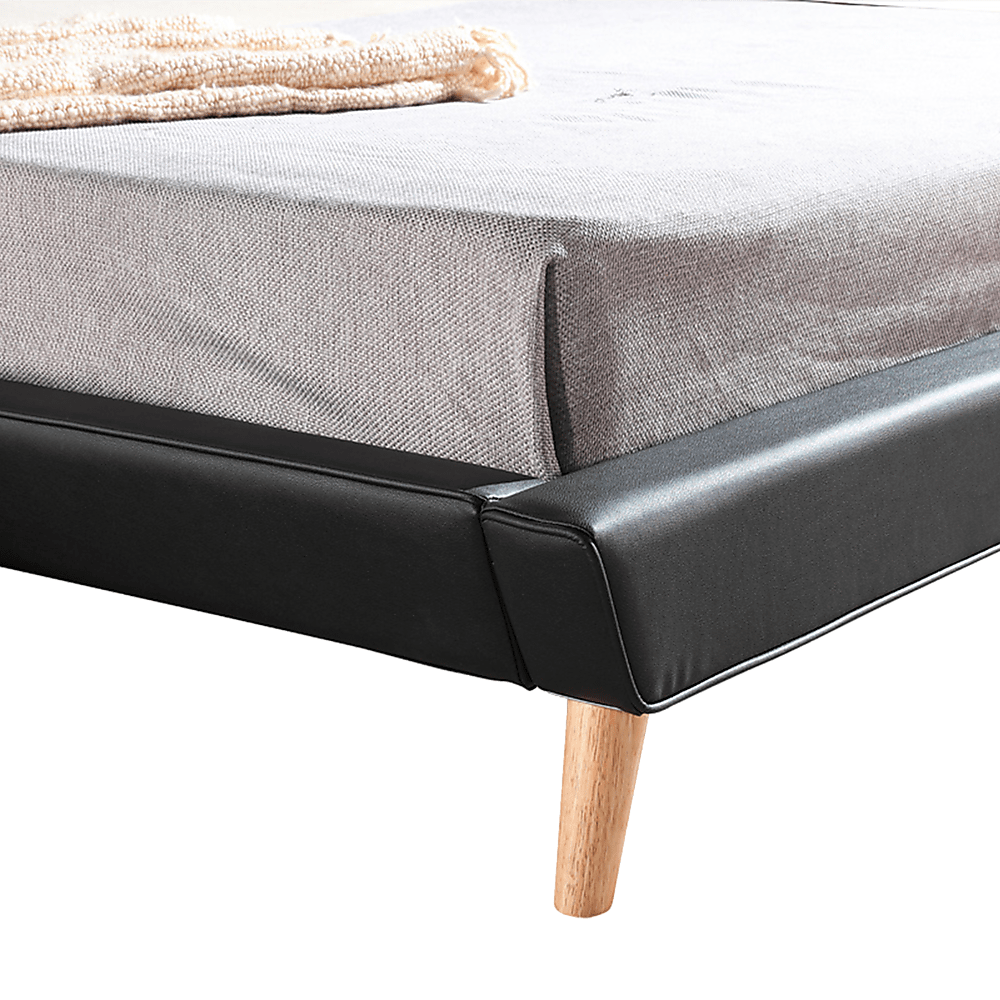 King PU Leather Deluxe Bed Frame Black