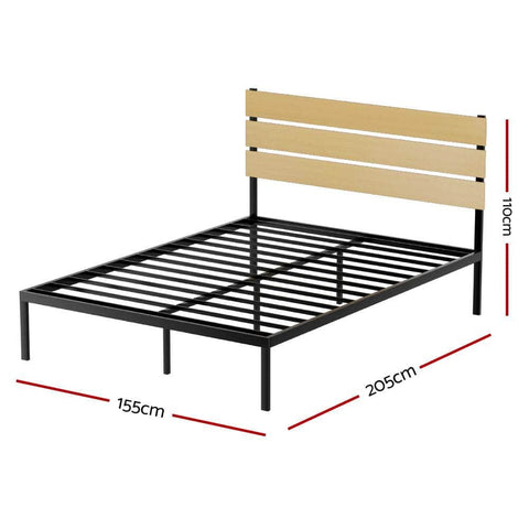 King Single/Queen Size Metal Bed Frame - Black