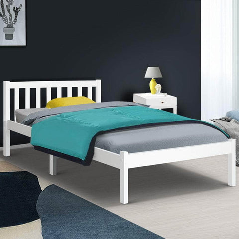 King Single Wooden Bed Frame - White123