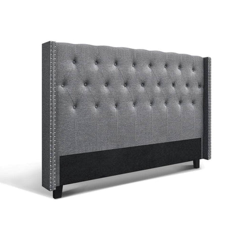 Bed Head Headboard King Size Fabric - LUCA Grey