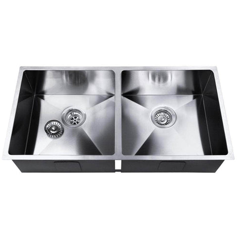 Kitchen Sink 86X44Cm Stainless Steel Basin Double Bowl Laundry Silver