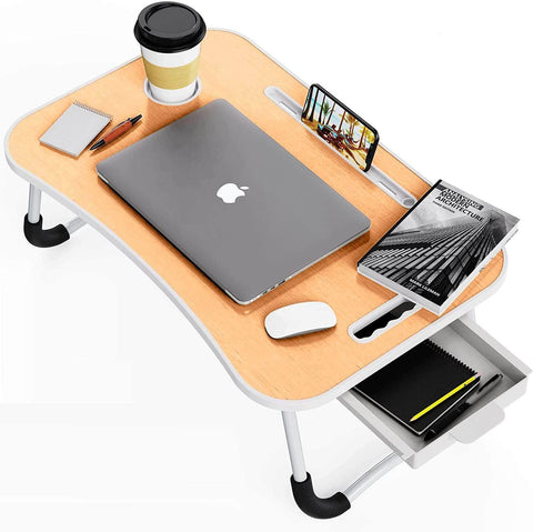 Laptop Bed Desk with Storage and foldable legs for Adults