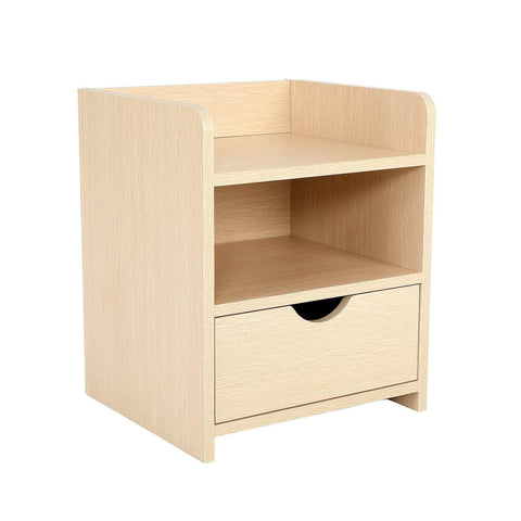 Bedside Table Storage Nightstand 1 Drawer 2 Shelf - Lark Oak