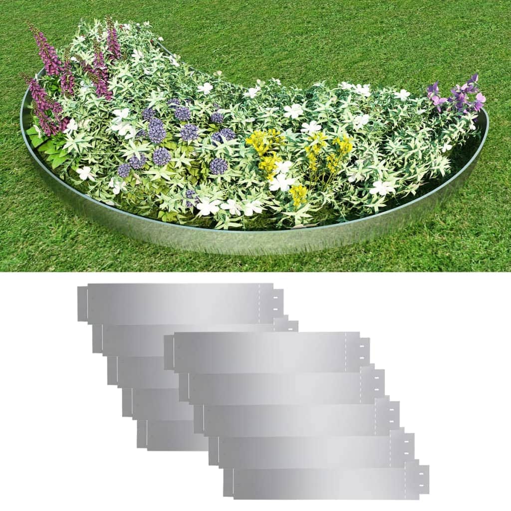 Lawn Fence 10 pcs Galvanised Steel