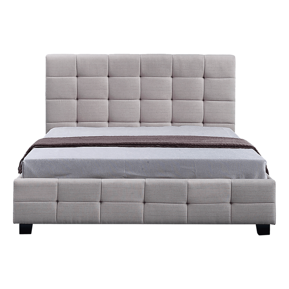 Linen Fabric Queen Deluxe Bed Frame Beige