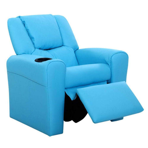 Kids Recliner Chair Pu Leather Sofa Lounge Couch Children Armchair Blue