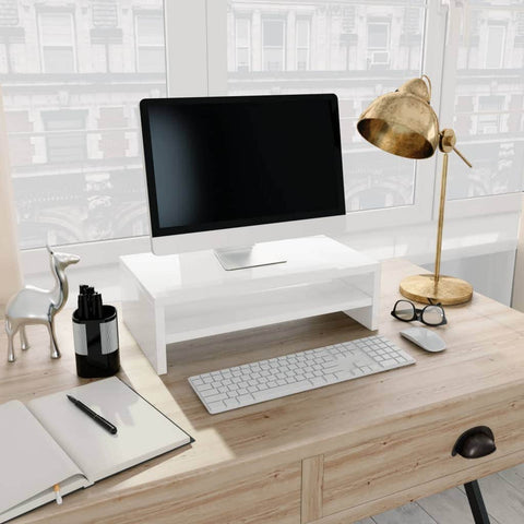 Monitor Stand High Gloss White Chipboard