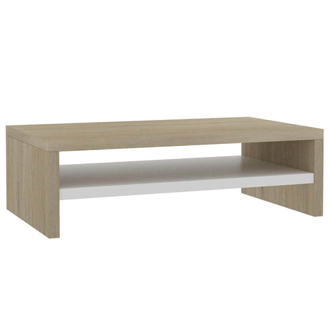 Monitor Stand White and Sonoma Oak Chipboard