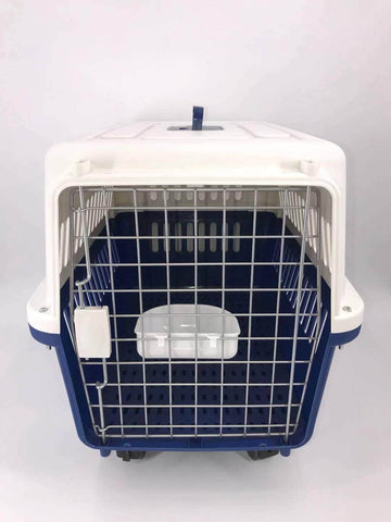 Navy 3Xl Pet Carrier Cage With Tray & Wheels
