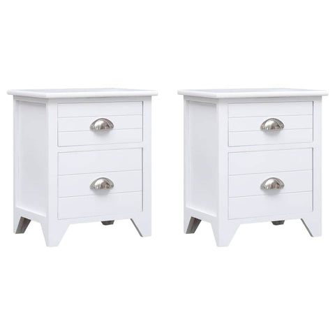 Nightstand 2 Pcs With 2 Drawers White