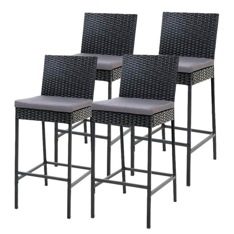 4-Piece Outdoor Bar Stools Dining Chair Bar Stools Rattan Furniture