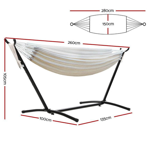 Hammock Bed Camping Chair Outdoor Lounge Single Cotton With Stand