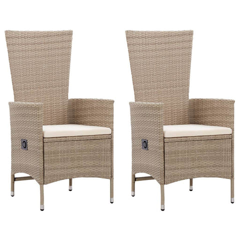 Outdoor Chairs 2 pcs with Cushions Poly Rattan Beige
