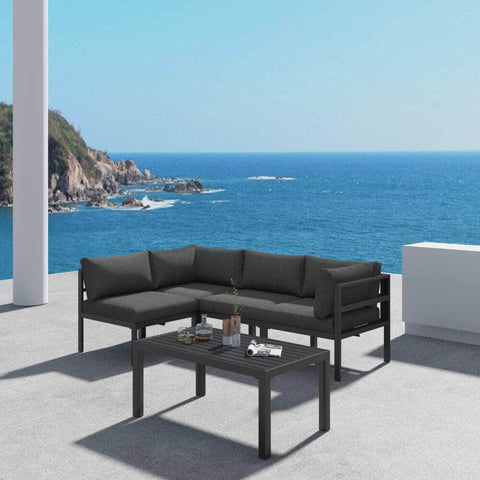 Outdoor Charcoal Grey Minimalist 5 Piece Lounge Set